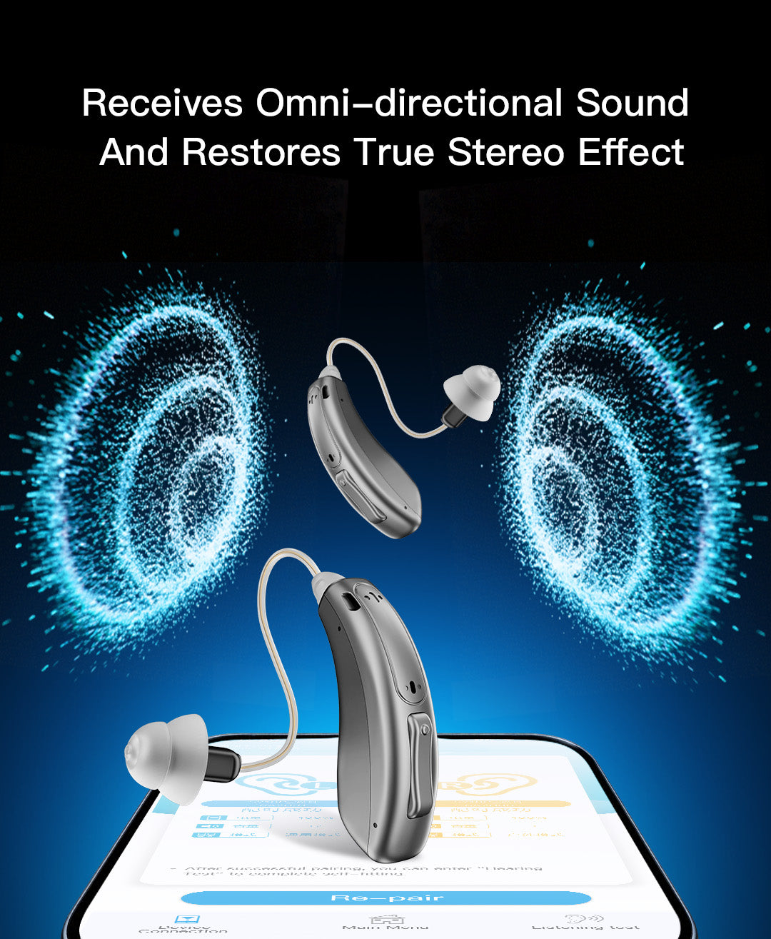 Coniler Bluetooth Hearing Aids with Smart App Self-Fitting, Personalized Hearing, Noise Reduction, Tinnitus Masking & Multiple Sound Modes