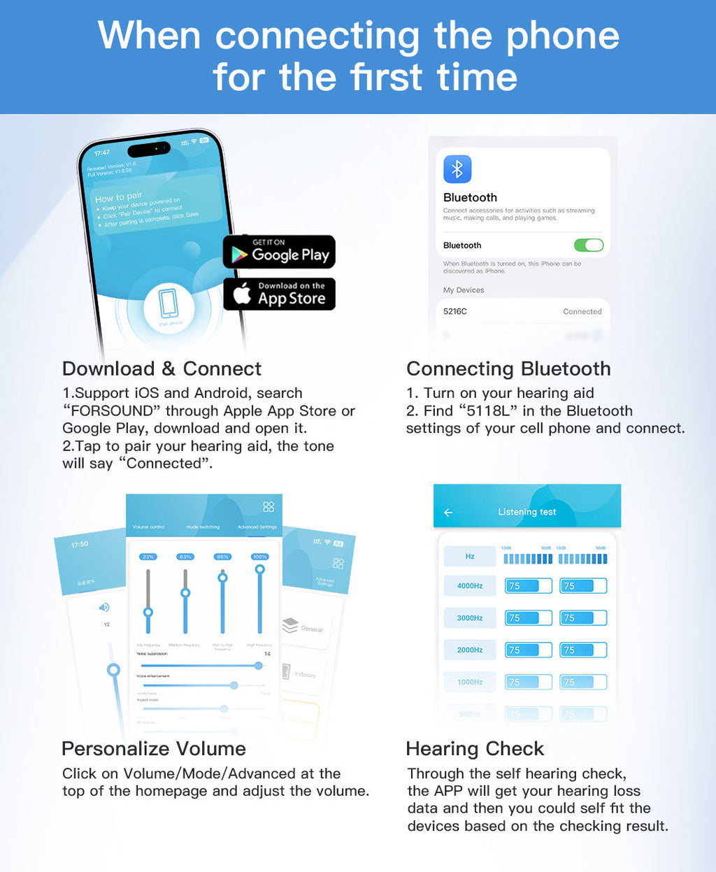 Coniler Bluetooth Hearing Aids with Smart App Self-Fitting, Personalized Hearing, Noise Reduction, Tinnitus Masking & Multiple Sound Modes