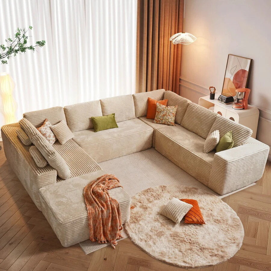 ☁️ [1-Pack Shipping] Living Room Cloud Sofa ☁️✨ Plush Corduroy, Supreme Comfort