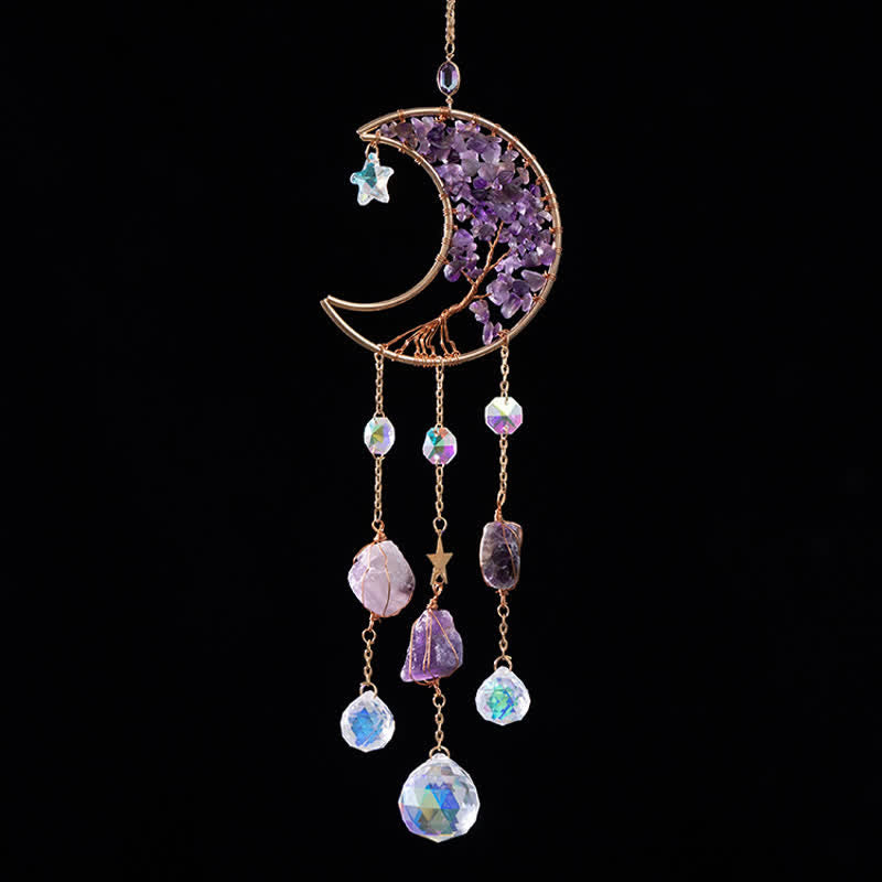🌙🌸Olivenorma Natural Gemstone Moon Pendant For Meditation Spiritual Growth And Emotional Balance Crystal Wind Chime
