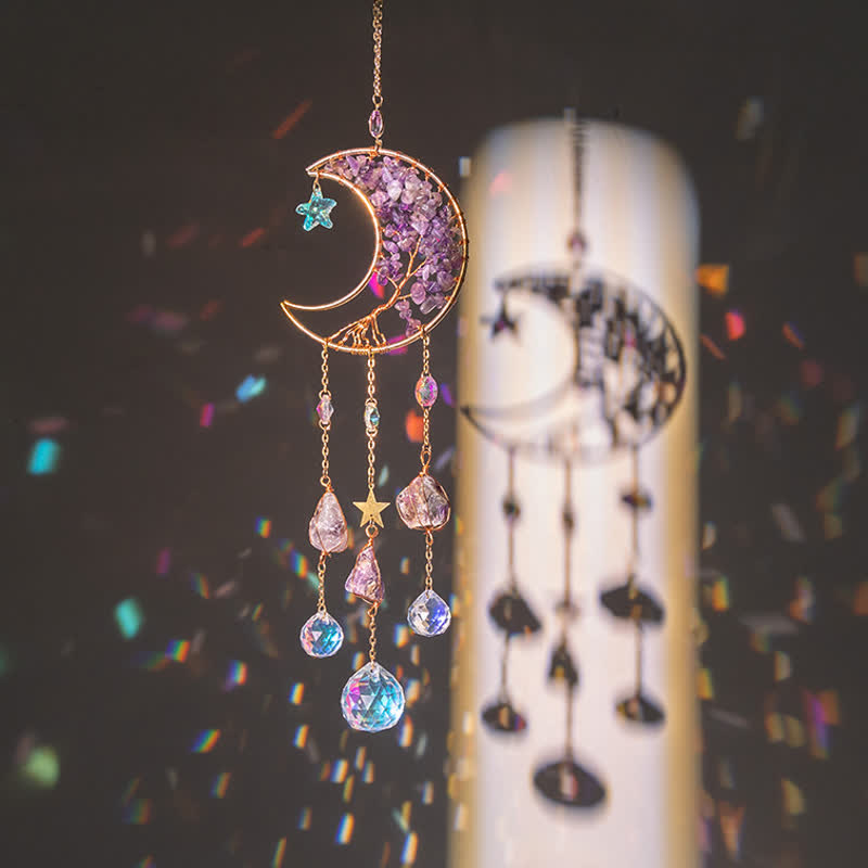 🌙🌸Olivenorma Natural Gemstone Moon Pendant For Meditation Spiritual Growth And Emotional Balance Crystal Wind Chime