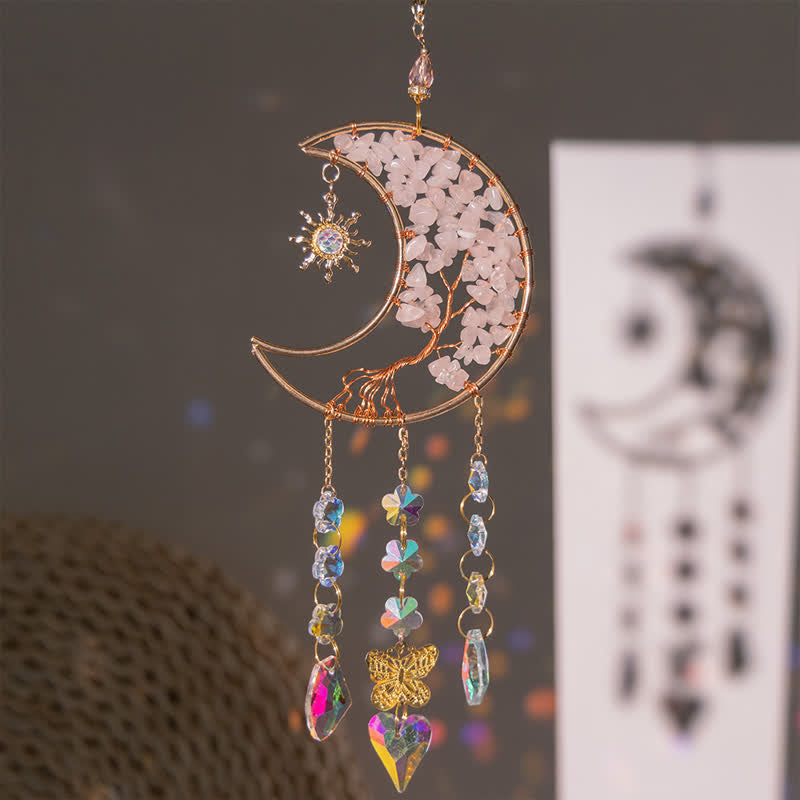 🌙🌸Olivenorma Natural Gemstone Moon Pendant For Meditation Spiritual Growth And Emotional Balance Crystal Wind Chime