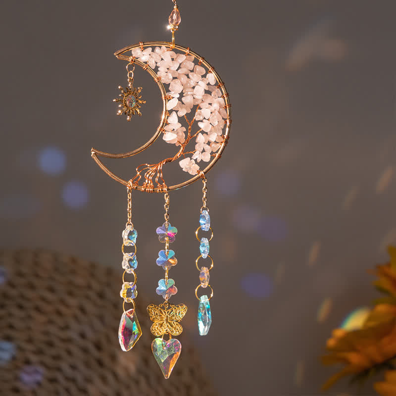 🌙🌸Olivenorma Natural Gemstone Moon Pendant For Meditation Spiritual Growth And Emotional Balance Crystal Wind Chime