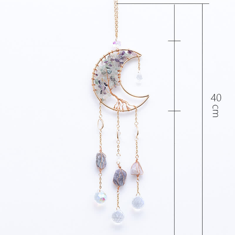 🌙🌸Olivenorma Natural Gemstone Moon Pendant For Meditation Spiritual Growth And Emotional Balance Crystal Wind Chime