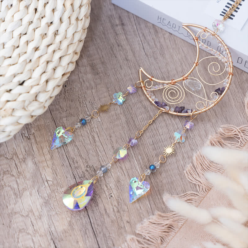 🌙🌸Olivenorma Natural Gemstone Moon Pendant For Meditation Spiritual Growth And Emotional Balance Crystal Wind Chime