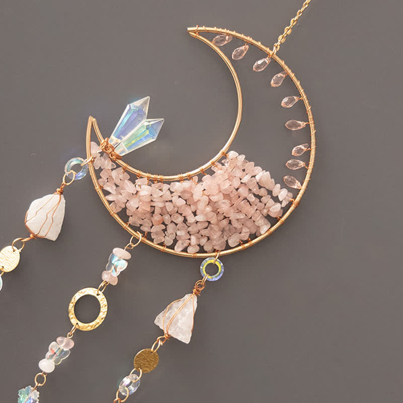 🌙🌸Olivenorma Natural Gemstone Moon Pendant For Meditation Spiritual Growth And Emotional Balance Crystal Wind Chime