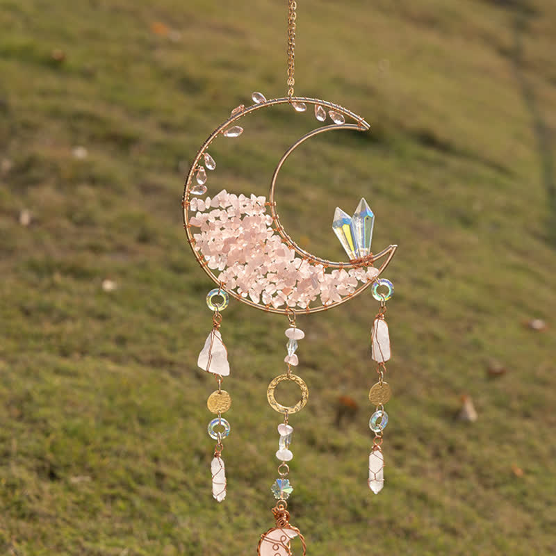🌙🌸Olivenorma Natural Gemstone Moon Pendant For Meditation Spiritual Growth And Emotional Balance Crystal Wind Chime