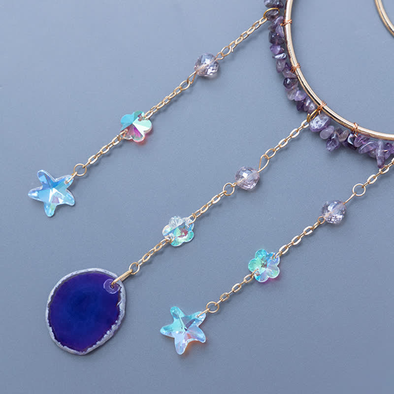 🌙🌸Olivenorma Natural Gemstone Moon Pendant For Meditation Spiritual Growth And Emotional Balance Crystal Wind Chime