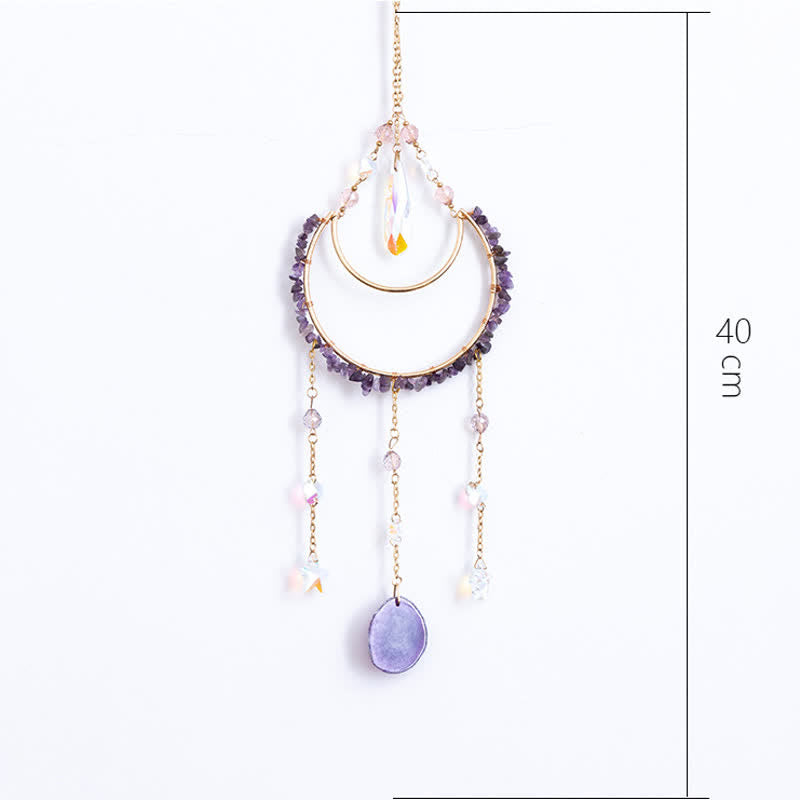 🌙🌸Olivenorma Natural Gemstone Moon Pendant For Meditation Spiritual Growth And Emotional Balance Crystal Wind Chime