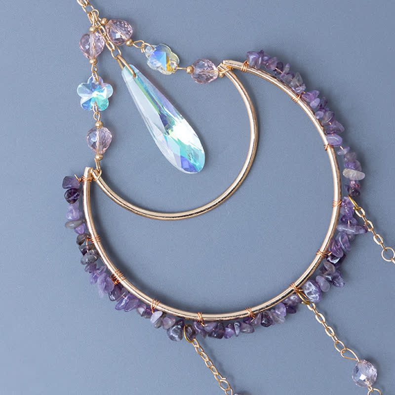 🌙🌸Olivenorma Natural Gemstone Moon Pendant For Meditation Spiritual Growth And Emotional Balance Crystal Wind Chime