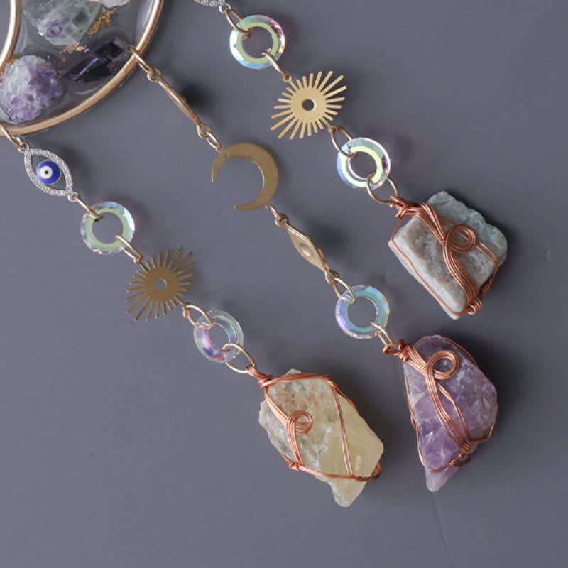 🌙🌸Olivenorma Natural Gemstone Moon Pendant For Meditation Spiritual Growth And Emotional Balance Crystal Wind Chime