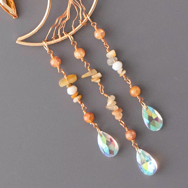 🌙🌸Olivenorma Natural Gemstone Moon Pendant For Meditation Spiritual Growth And Emotional Balance Crystal Wind Chime