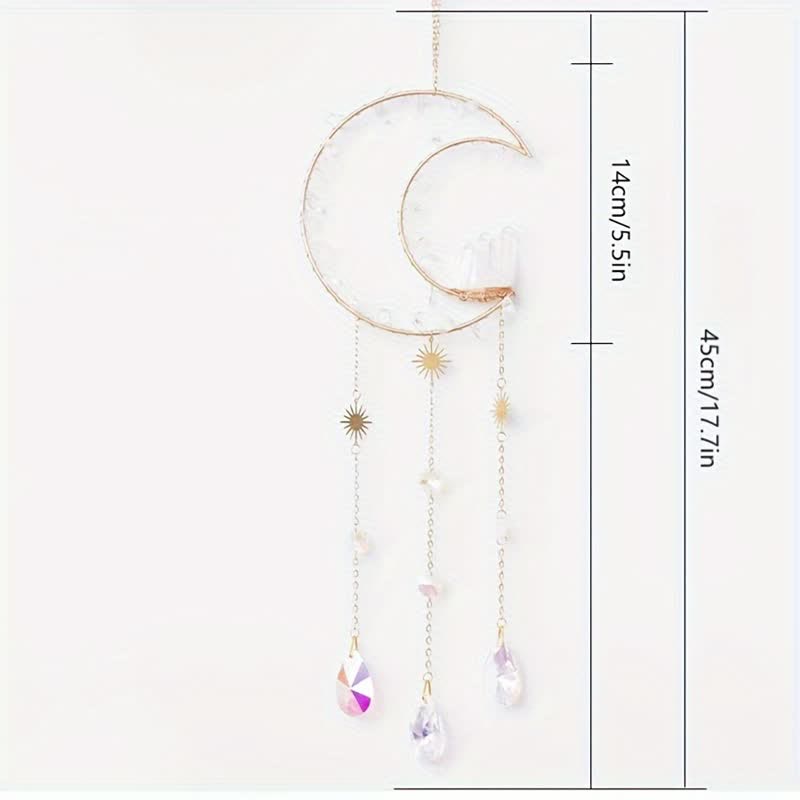 🌙🌸Olivenorma Natural Gemstone Moon Pendant For Meditation Spiritual Growth And Emotional Balance Crystal Wind Chime