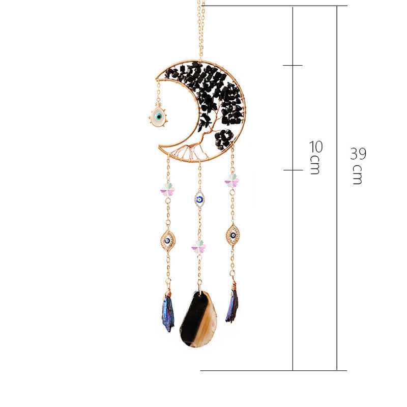 🌙🌸Olivenorma Natural Gemstone Moon Pendant For Meditation Spiritual Growth And Emotional Balance Crystal Wind Chime