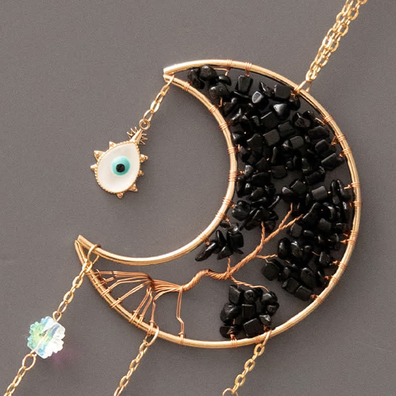 🌙🌸Olivenorma Natural Gemstone Moon Pendant For Meditation Spiritual Growth And Emotional Balance Crystal Wind Chime