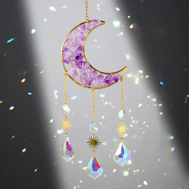 🌙🌸Olivenorma Natural Gemstone Moon Pendant For Meditation Spiritual Growth And Emotional Balance Crystal Wind Chime