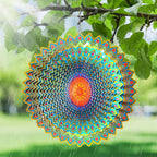 Goolyrusim Wind Spinner Mandala Jasmine, 12Inch Laser Cut Stainless Steel Wind Spinners, 3D Hanging Wind Sculptures for Yard and Garden Decoration Outdoor Decor Ornament, Mandala Gifts for Women Men🔥