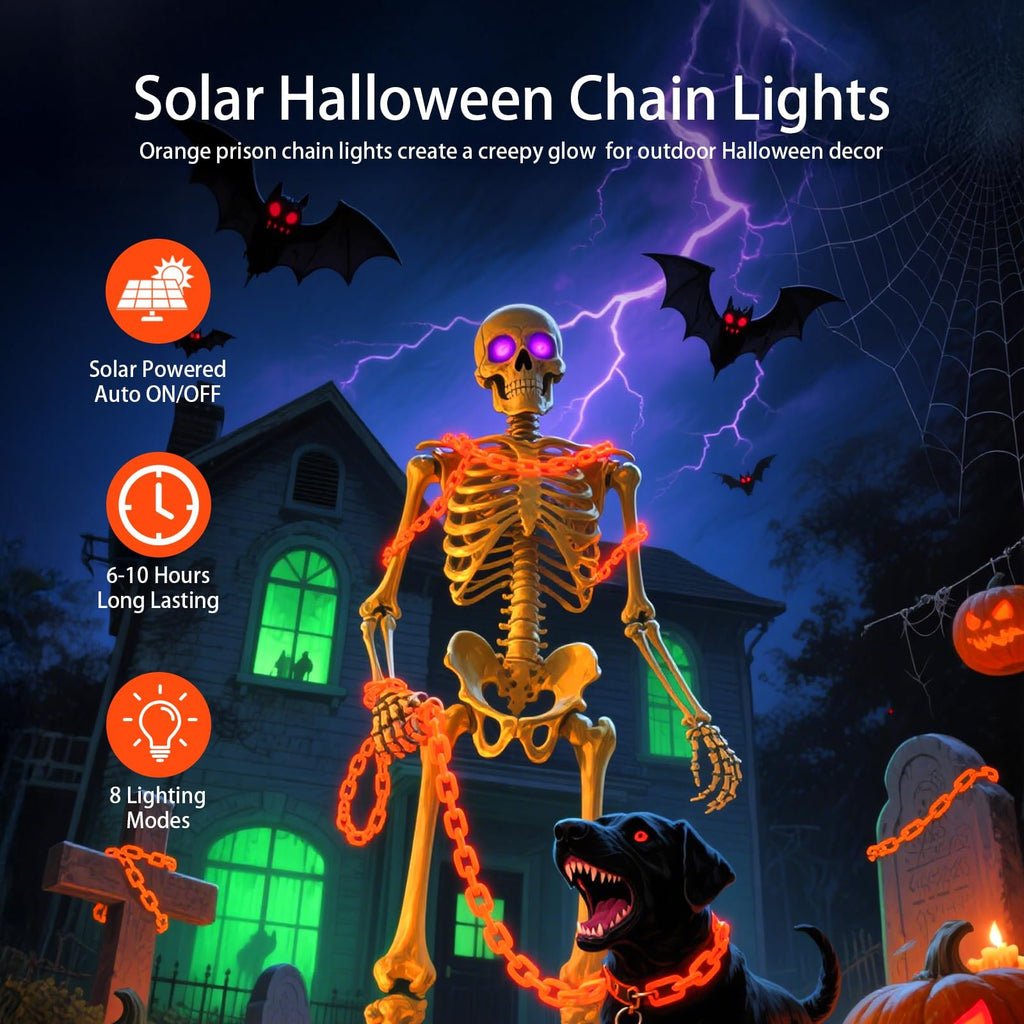 💥ON SALE💥Halloween Chain-Link String Lights, Waterproof✨🕯️🔥