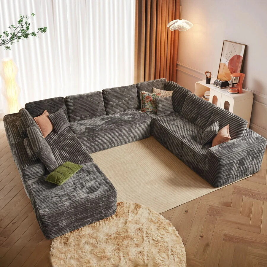 ☁️ [1-Pack Shipping] Living Room Cloud Sofa ☁️✨ Plush Corduroy, Supreme Comfort