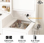 White Vanity Desk with Mirror and Lights, Vanity Table Makeup Vanity with Lights 3 Drawers and Cabinets, Charging Station & Sliding Door, Lots Storage Shelves