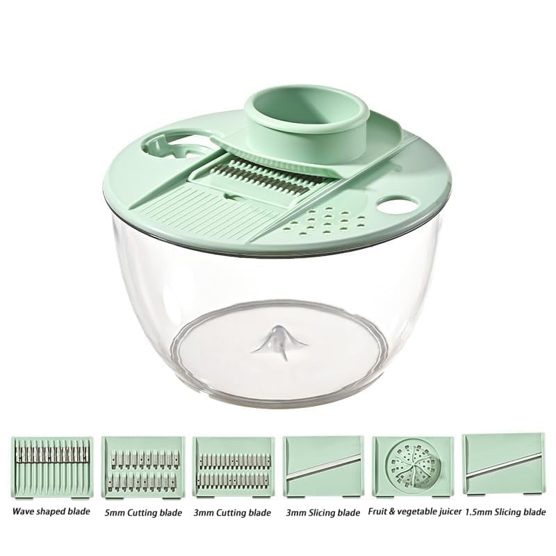 🥗 3-in-1 Large Salad Spinner Set | 5.3 Qt Vegetable Washer with Slicer & Strainer for Kitchen🔥