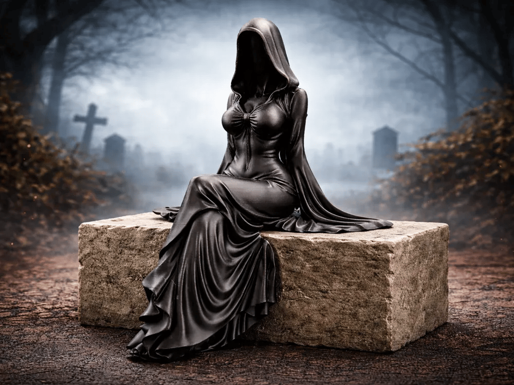 🖤✨ Where Darkness Meets Divine Beauty. The Lady Reaper Ethereal Sculpture💋