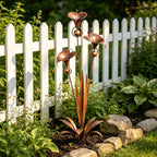 Flamed Copper Three Calla Lilies Garden Stake with Bells, 28" Handcrafted Outdoor Yard Art🔥