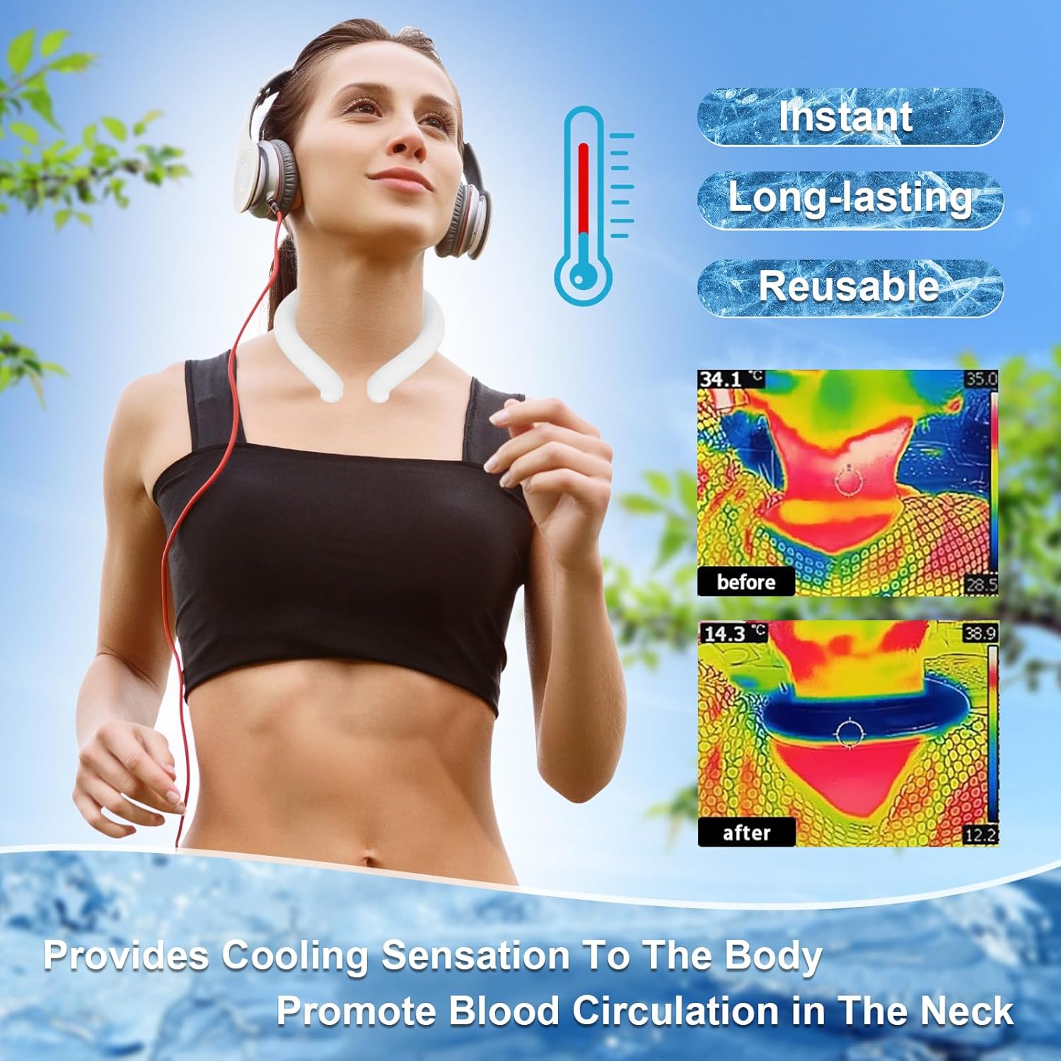 🔥LAST DAY 50% OFF - 🧊Reusable Cooling Neck Ring – Long-Lasting Sweat-Free Relief❄️🏆