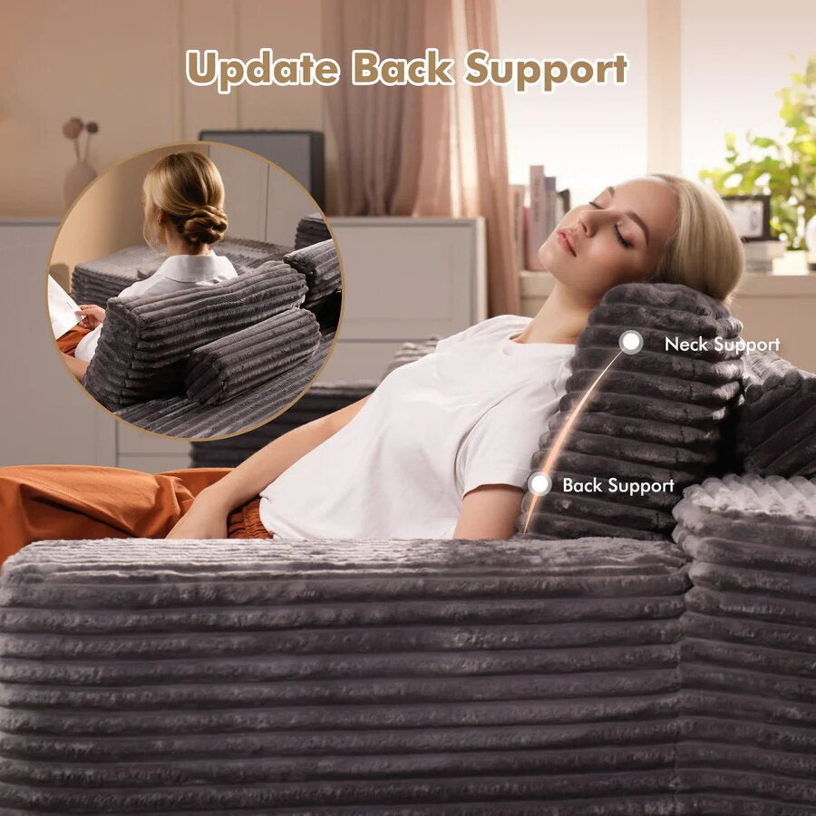 ☁️ [1-Pack Shipping] Living Room Cloud Sofa ☁️✨ Plush Corduroy, Supreme Comfort