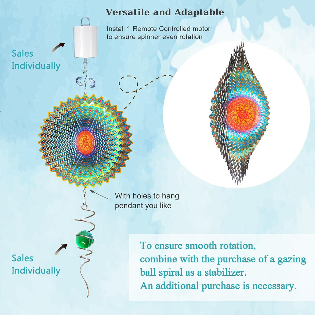 Goolyrusim Wind Spinner Mandala Jasmine, 12Inch Laser Cut Stainless Steel Wind Spinners, 3D Hanging Wind Sculptures for Yard and Garden Decoration Outdoor Decor Ornament, Mandala Gifts for Women Men🔥