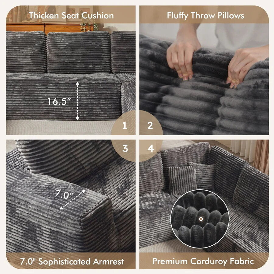 ☁️ [1-Pack Shipping] Living Room Cloud Sofa ☁️✨ Plush Corduroy, Supreme Comfort