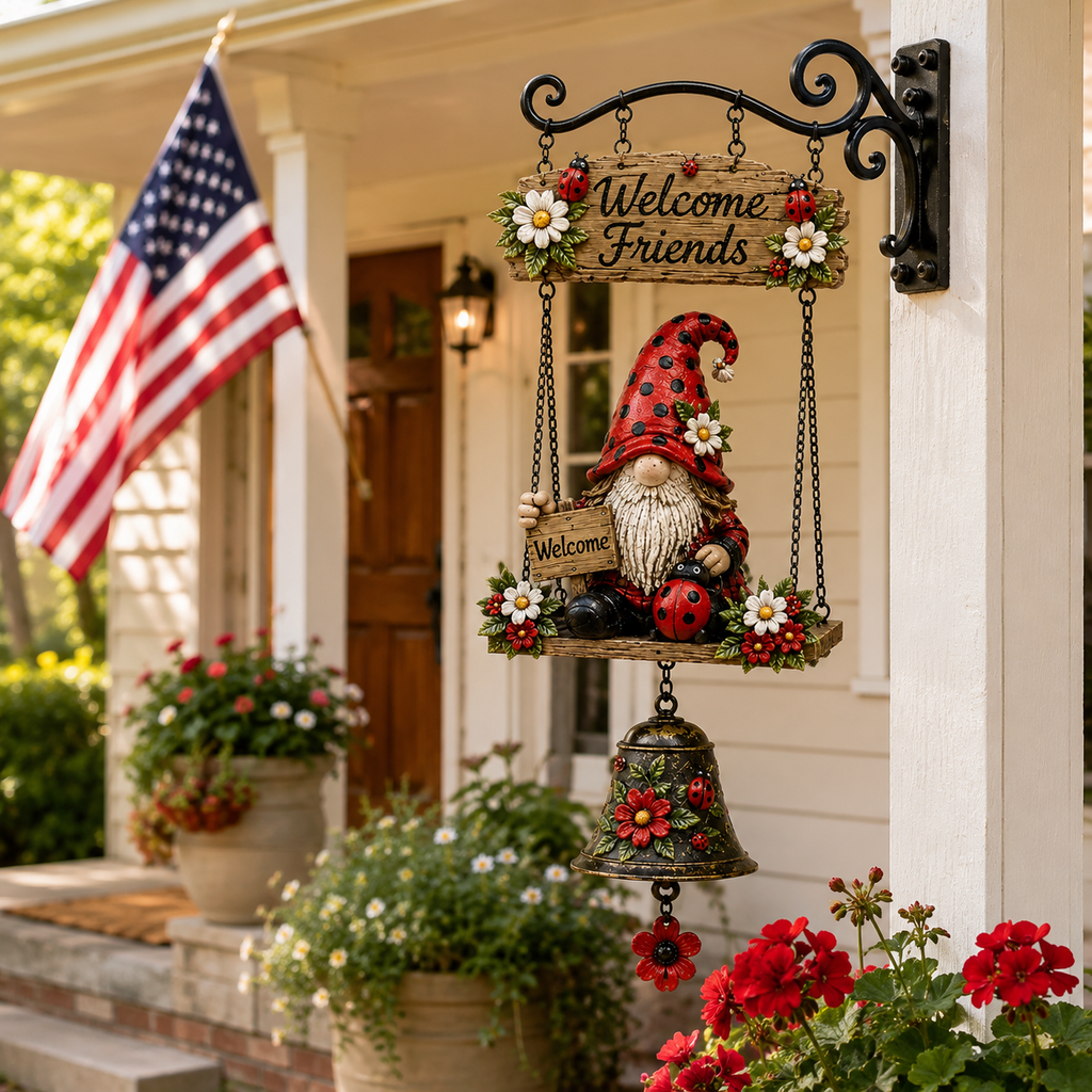 🔥Limited time 50% OFF – Rustic Garden Gnome Bell Outdoor Decor 🐞🌼🔥