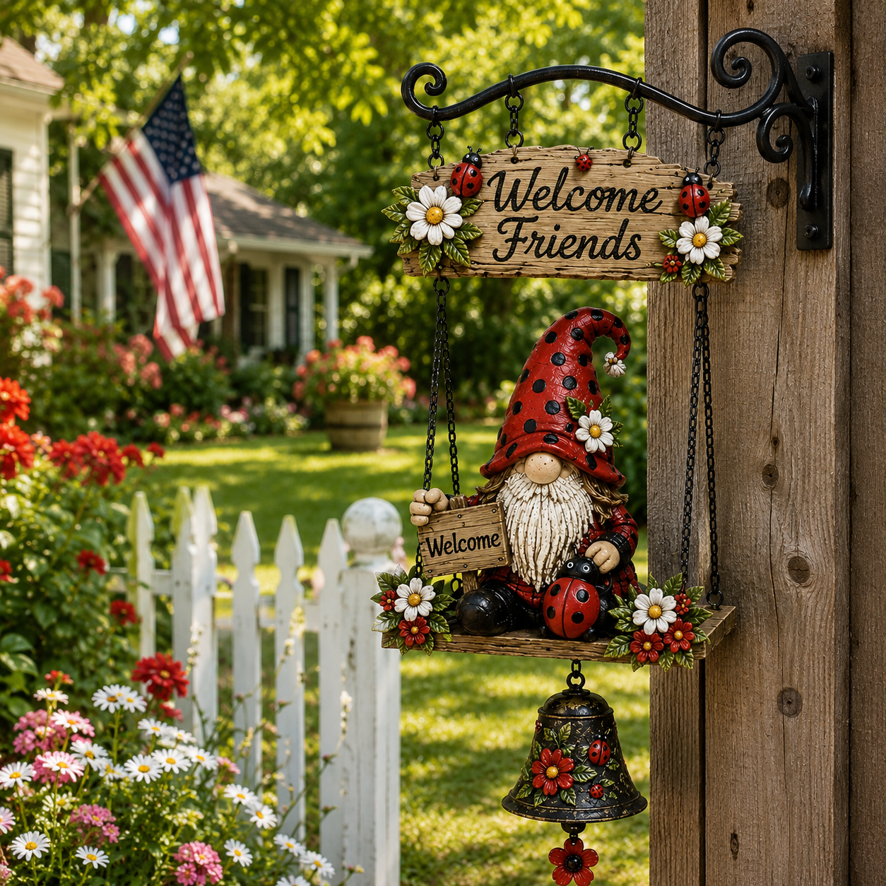 🔥Limited time 50% OFF – Rustic Garden Gnome Bell Outdoor Decor 🐞🌼🔥