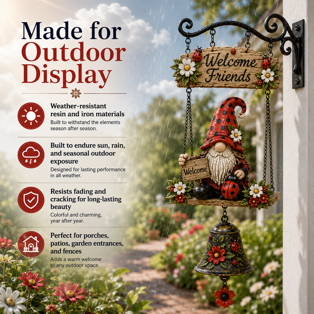 🔥Limited time 50% OFF – Rustic Garden Gnome Bell Outdoor Decor 🐞🌼🔥