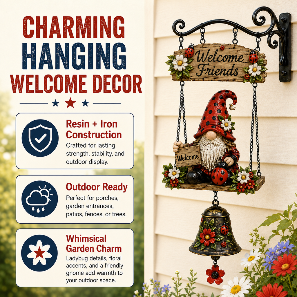 🔥Limited time 50% OFF – Rustic Garden Gnome Bell Outdoor Decor 🐞🌼🔥