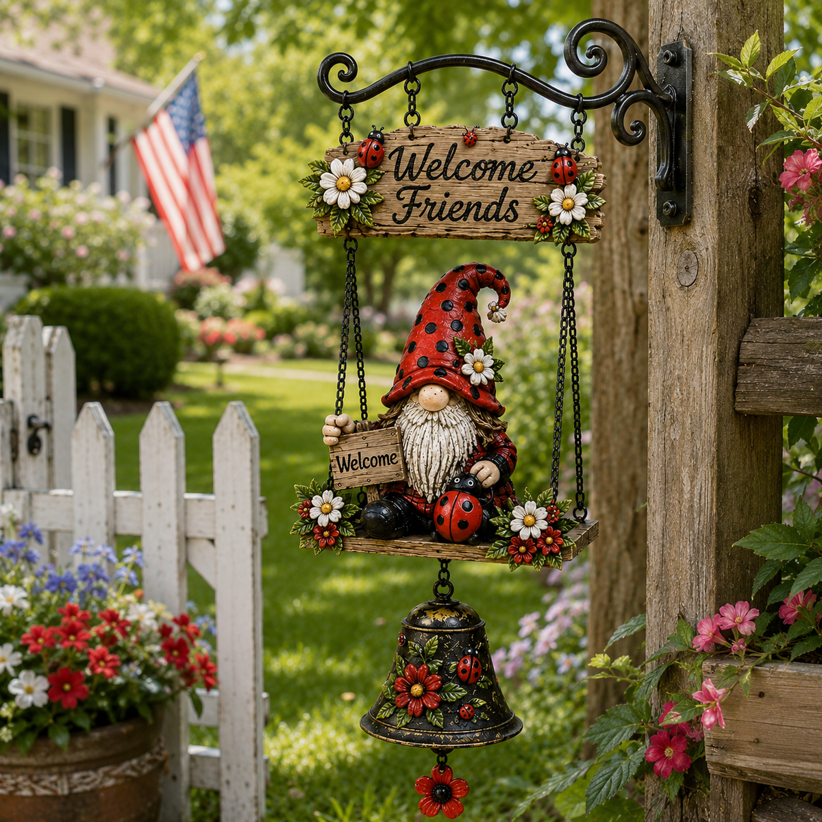 🔥Limited time 50% OFF – Rustic Garden Gnome Bell Outdoor Decor 🐞🌼🔥