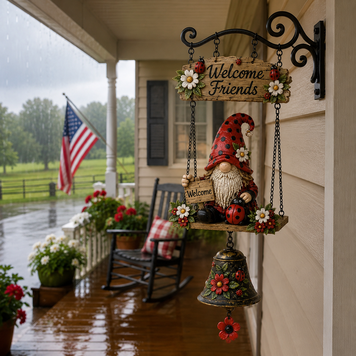🔥Limited time 50% OFF – Rustic Garden Gnome Bell Outdoor Decor 🐞🌼🔥