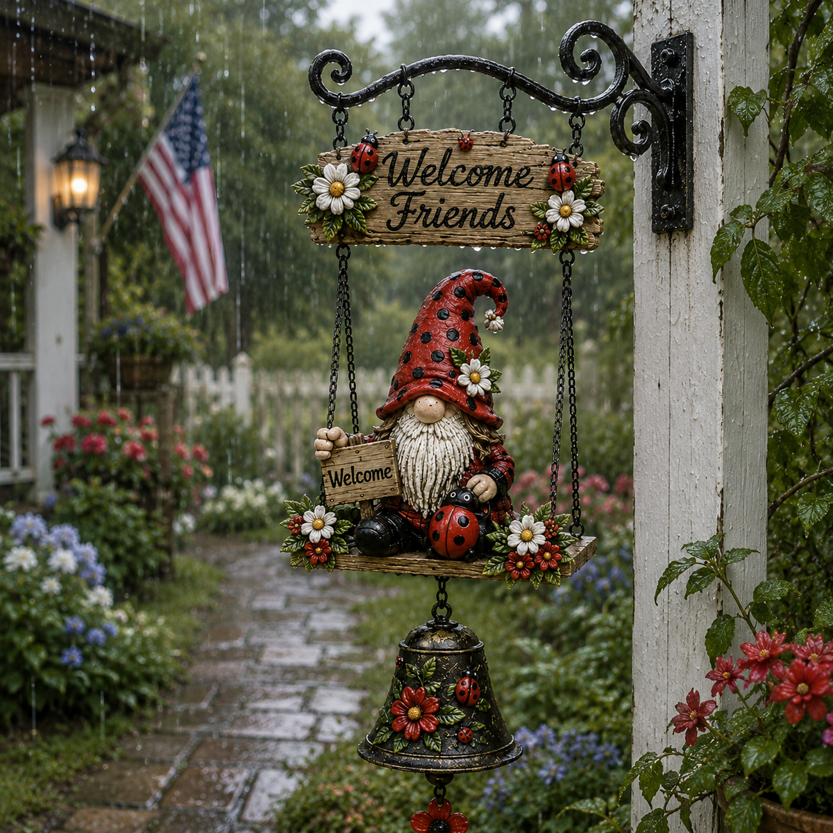 🔥Limited time 50% OFF – Rustic Garden Gnome Bell Outdoor Decor 🐞🌼🔥