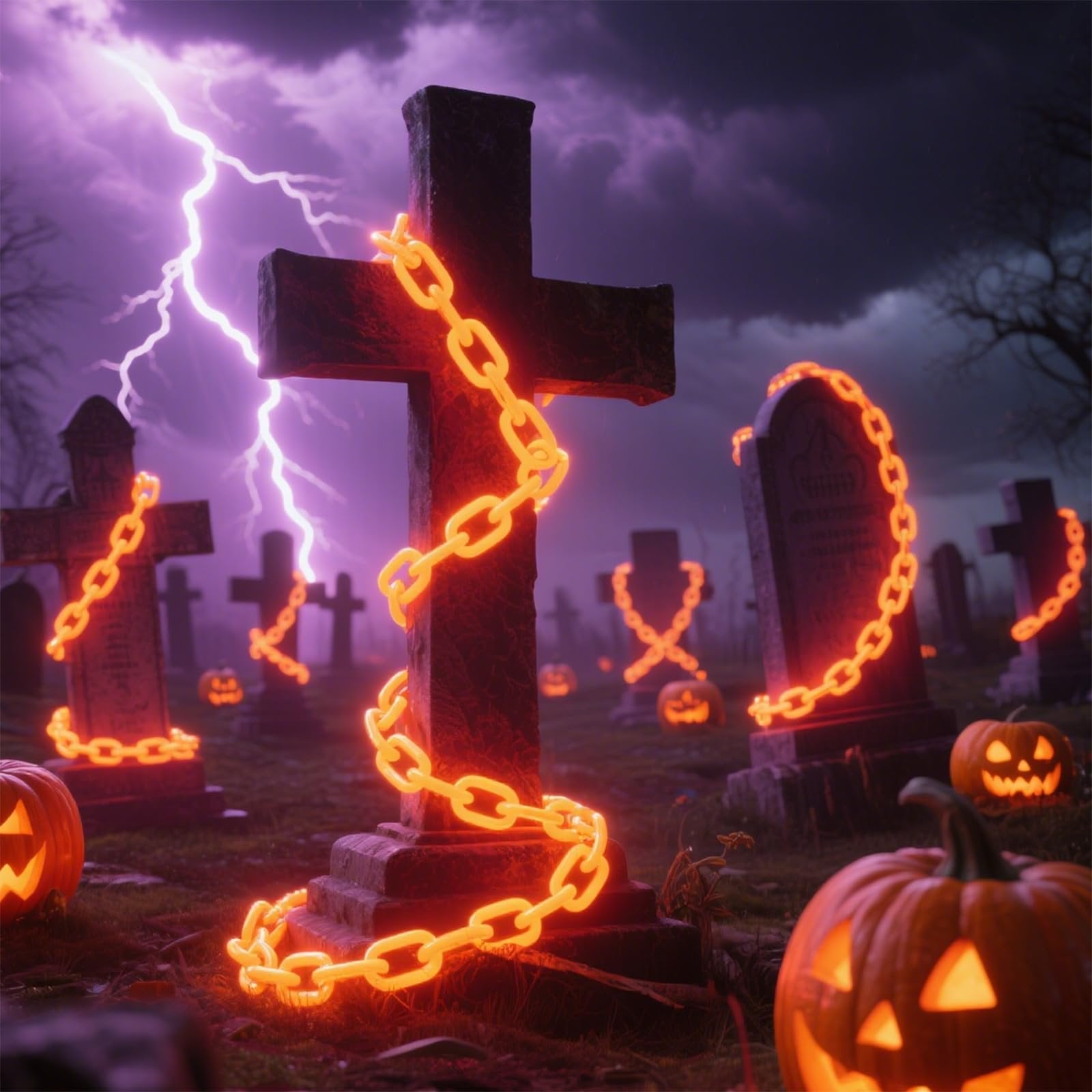 💥ON SALE💥Halloween Chain-Link String Lights, Waterproof✨🕯️🔥