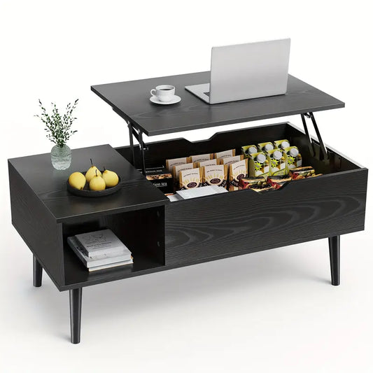 Lift Top Coffee Table  For Living Room With Hidden Storage Compartment, With Adjustable Storage Shelf For Living Room, Vintage Style, Durable Wood Construction, Lift-top Drawer Modern Coffee Tables Wood Coffee Table