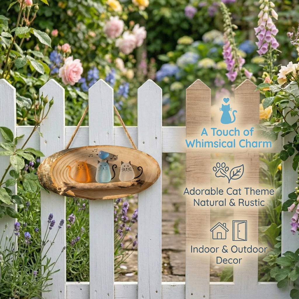 🐱🌊Handmade Sea Glass Cat Wall Hanging🌿