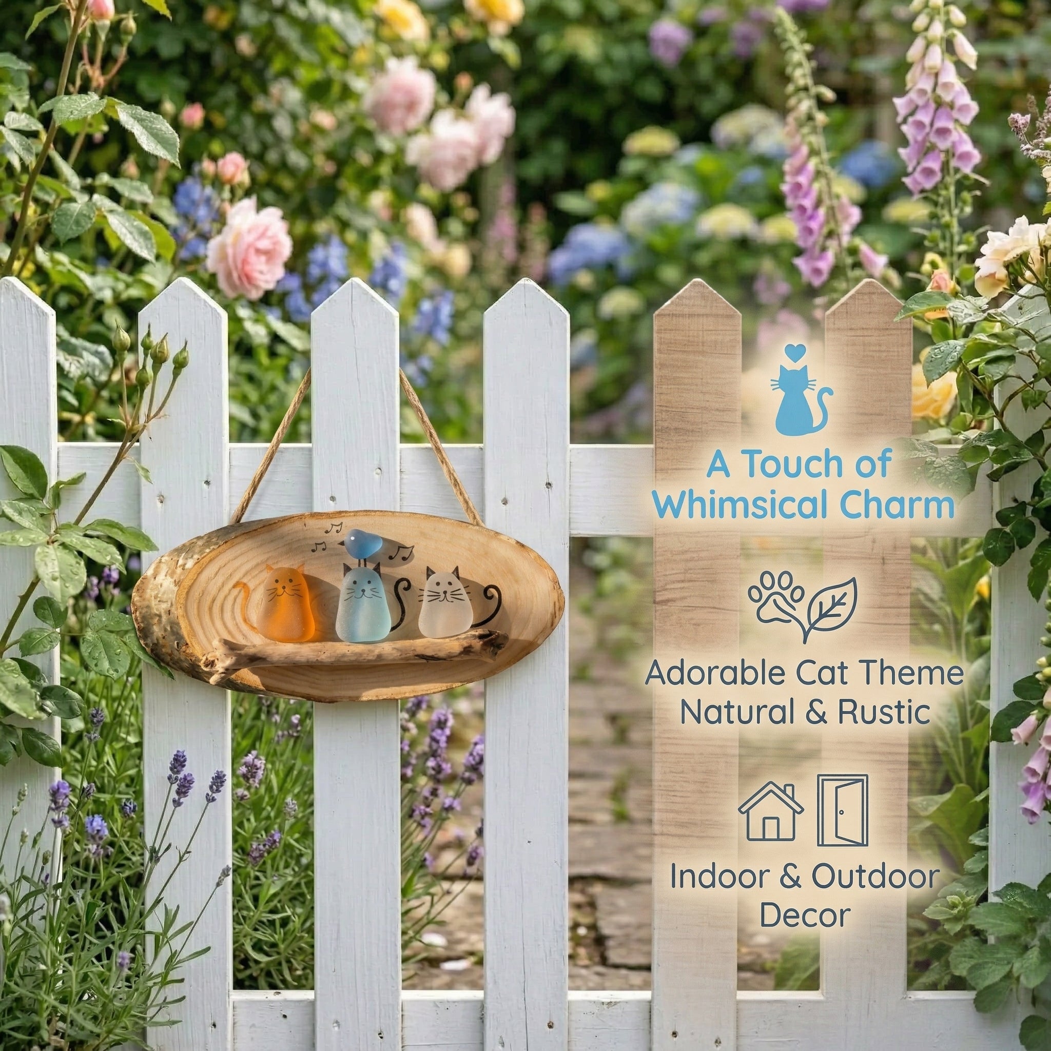 🐱🌊Handmade Sea Glass Cat Wall Hanging🌿