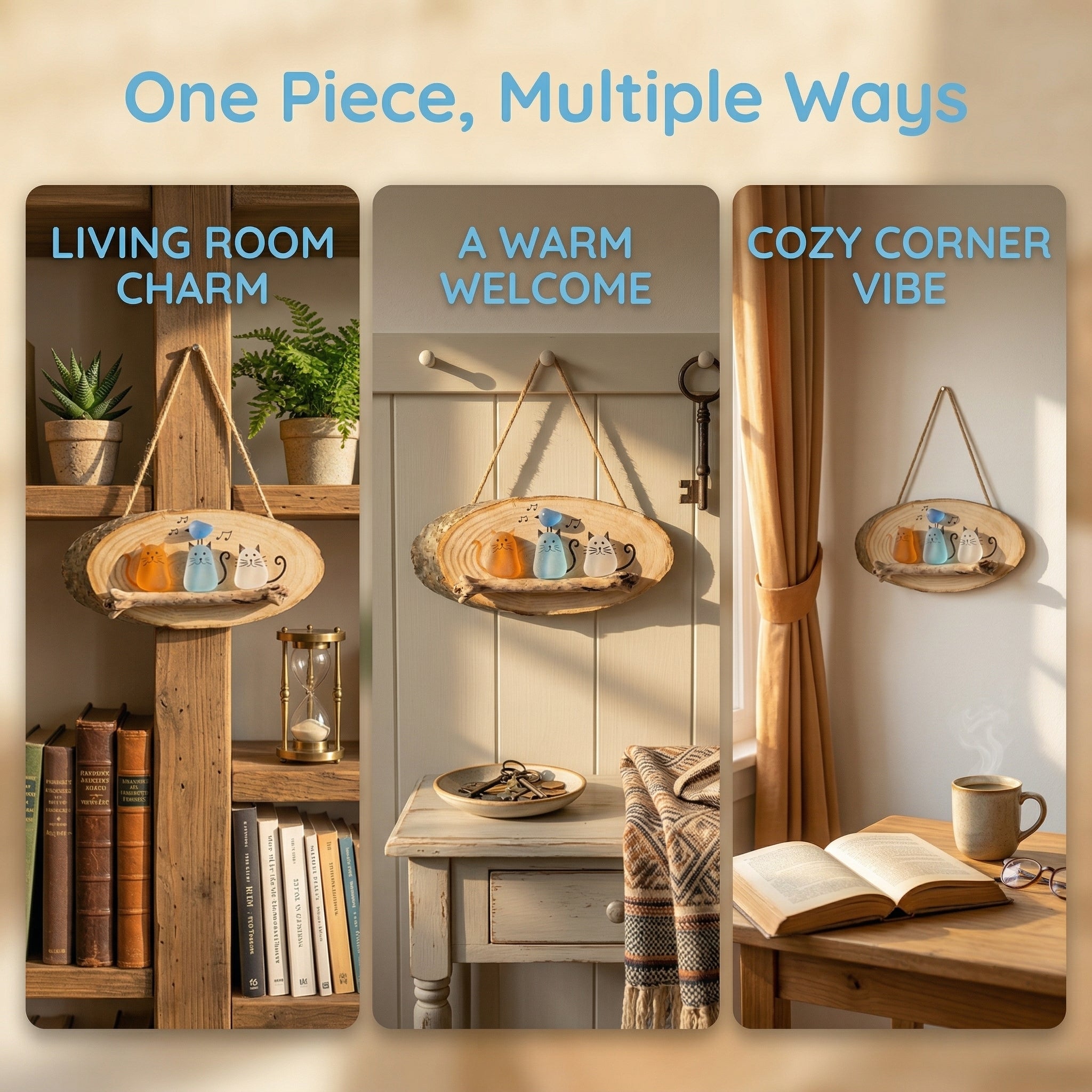 🐱🌊Handmade Sea Glass Cat Wall Hanging🌿