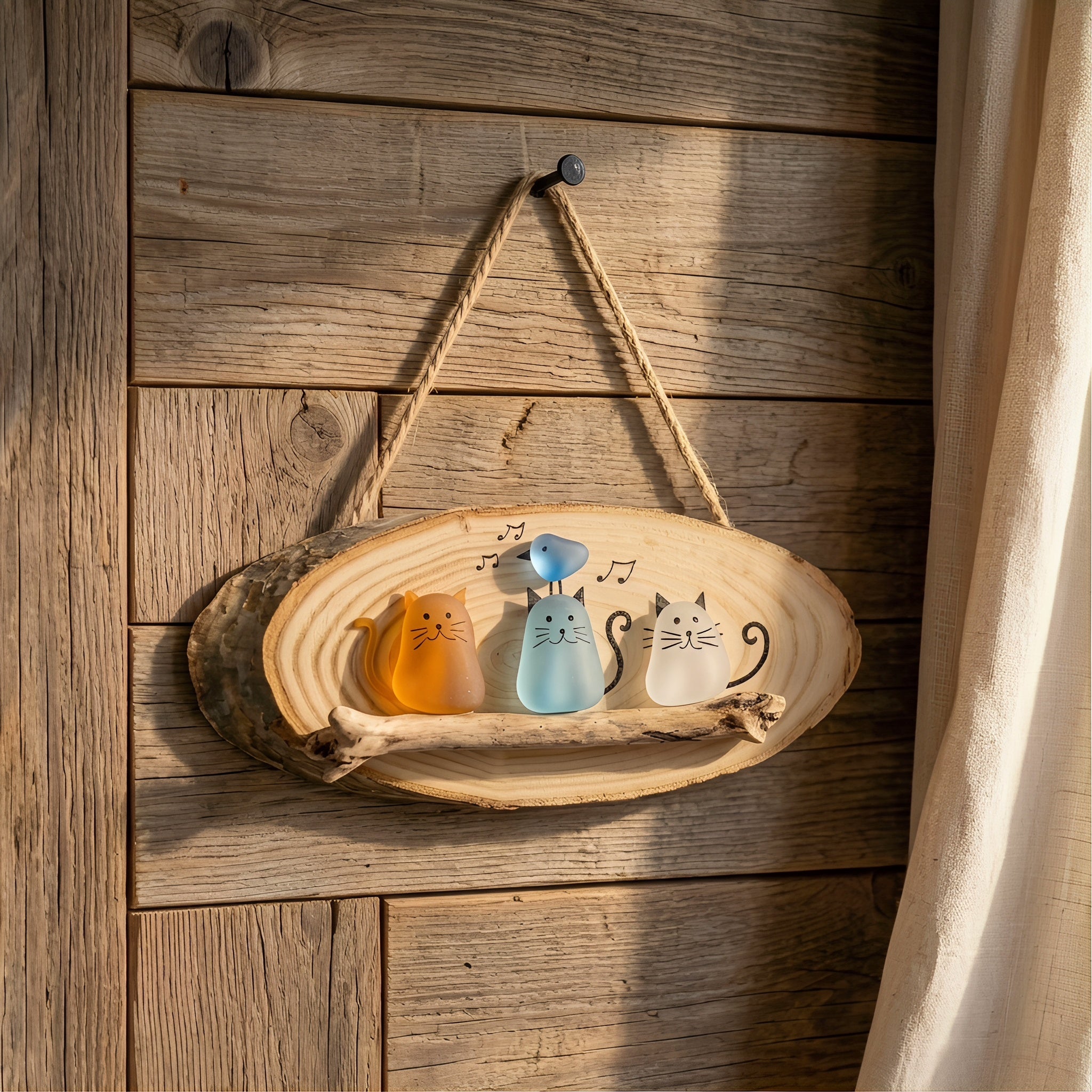 🐱🌊Handmade Sea Glass Cat Wall Hanging🌿