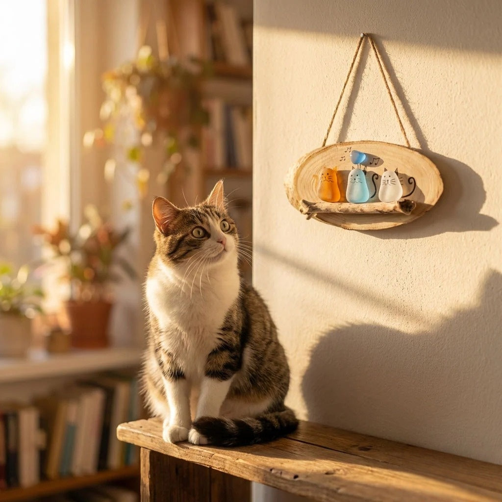 🐱🌊Handmade Sea Glass Cat Wall Hanging🌿