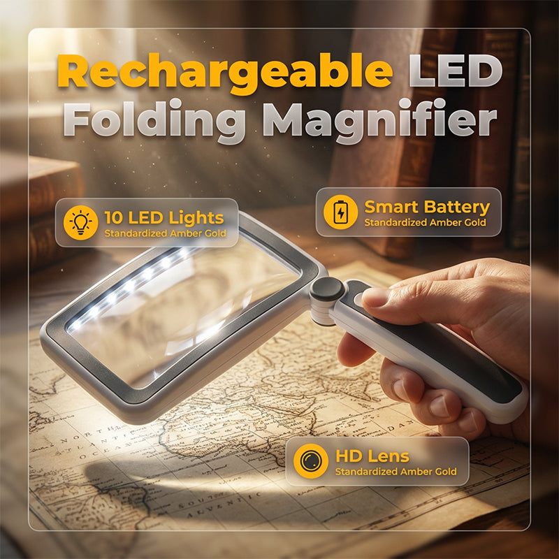 🔍💡📖✨Foldable, Handheld Reading Magnifier with Illumination 🔥