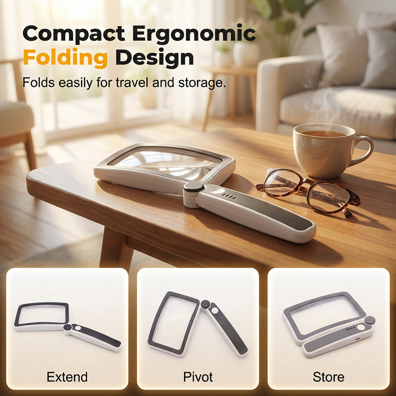 🔍💡📖✨Foldable, Handheld Reading Magnifier with Illumination 🔥