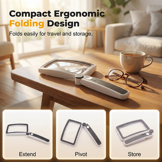 🔍💡📖✨Foldable, Handheld Reading Magnifier with Illumination 🔥